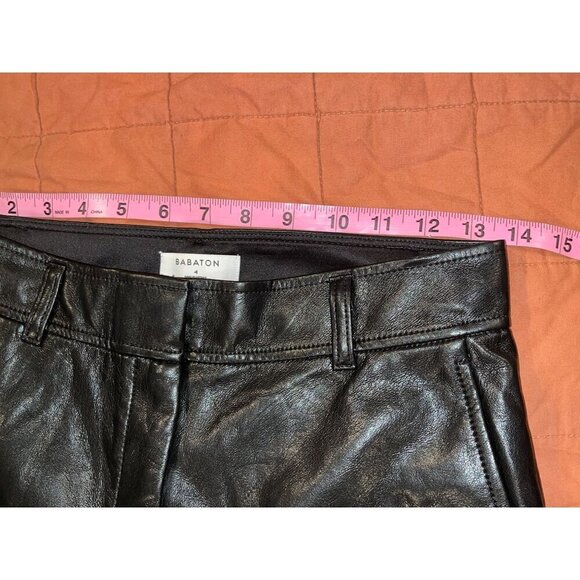 Babaton Black High Rise Faux Leather Straight-Leg Pants Women's Size 4 - Picture 7 of 11